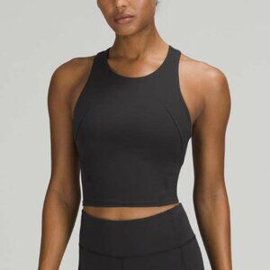 Lululemon Invigorate Training Tank Crop Top Black Everlux Built-In-Bra Size 8
